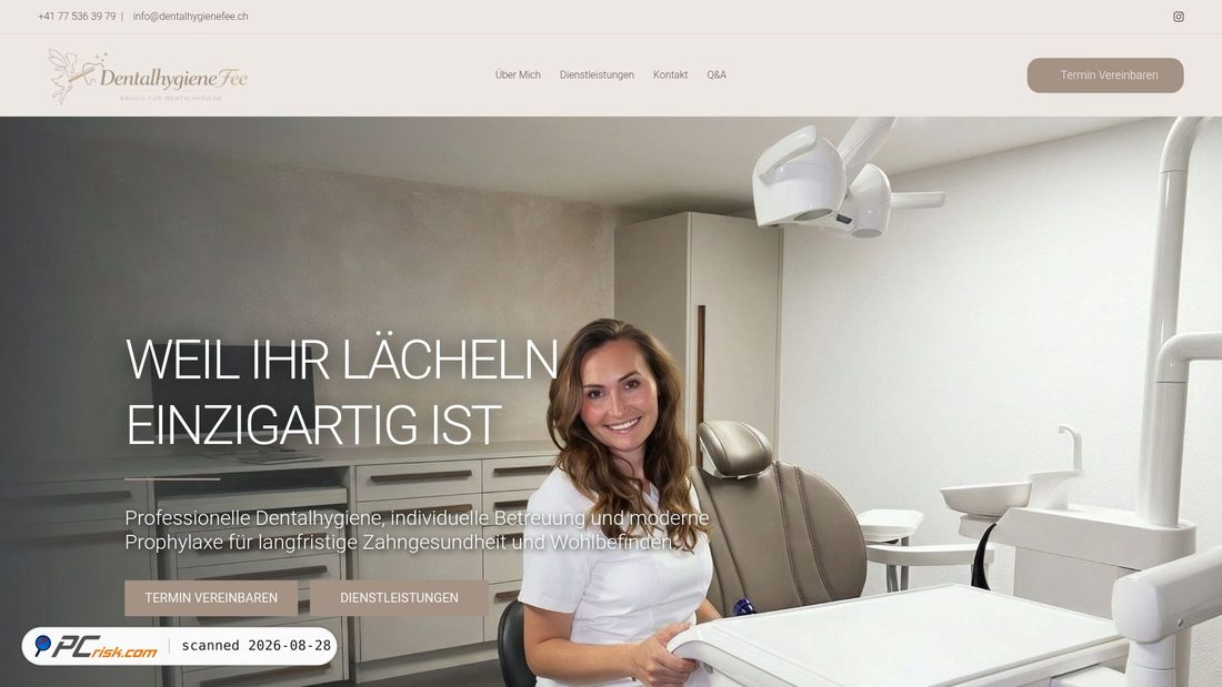 Screenshot von dentalhygienefee.ch