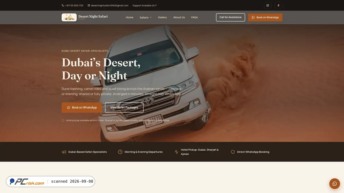 Screenshot van desertnightsafaritours.com