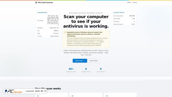 detectsysscanner.at Screenshot