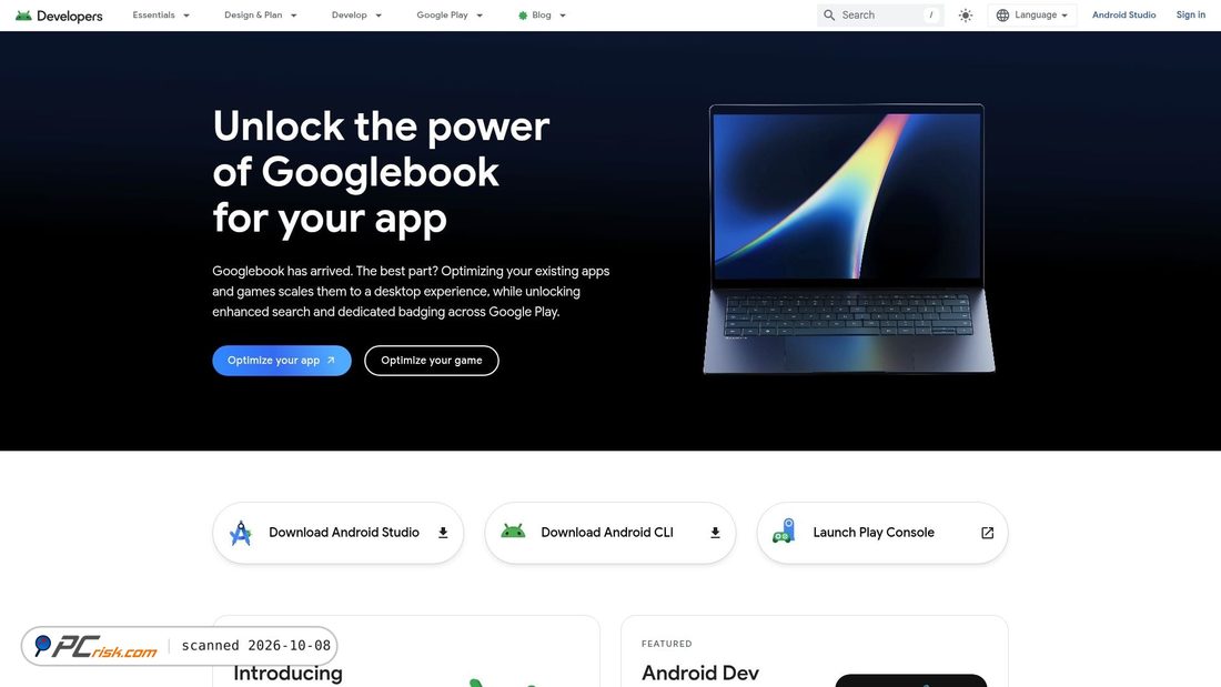 Screenshot of developer.android.com