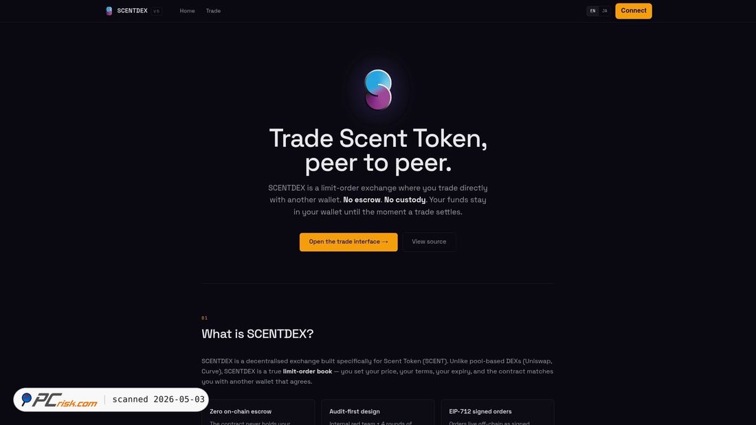 Zrzut ekranu dex.scenttoken.com