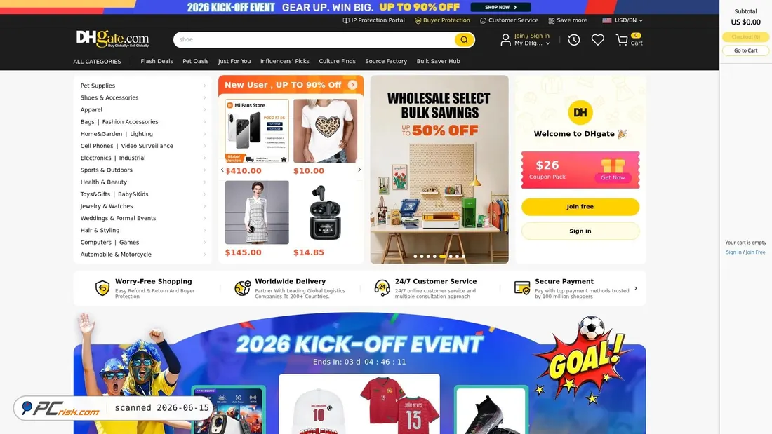 Zrzut ekranu dhgate.com