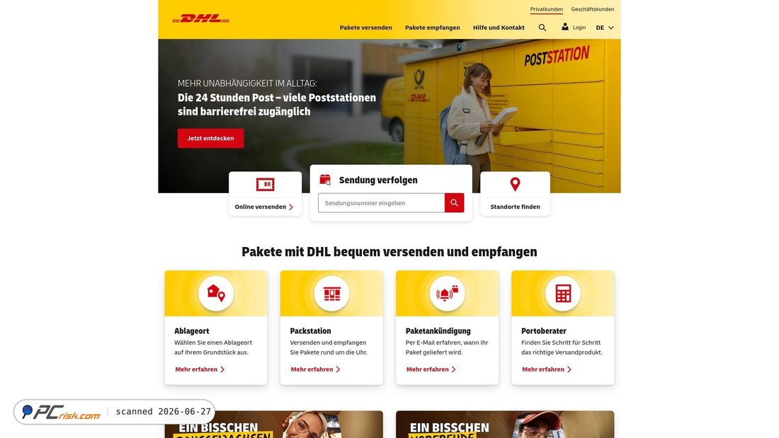 Screenshot of dhl.de