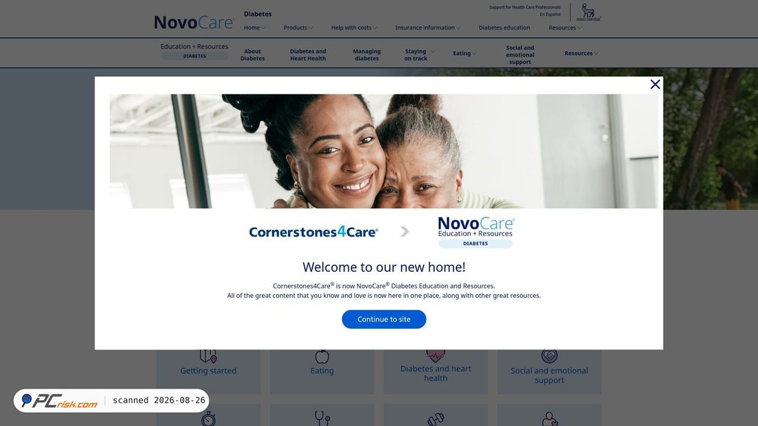 Screenshot van diabeteseducation.novocare.com