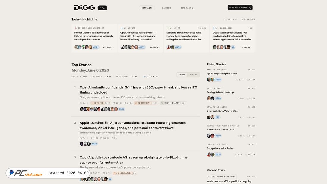 Screenshot of digg.com