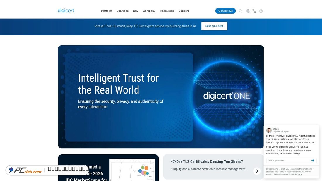 Screenshot von digicert.com