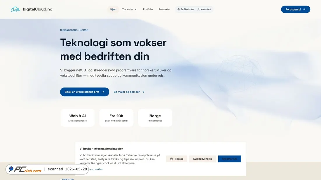 Screenshot of digitalcloud.no