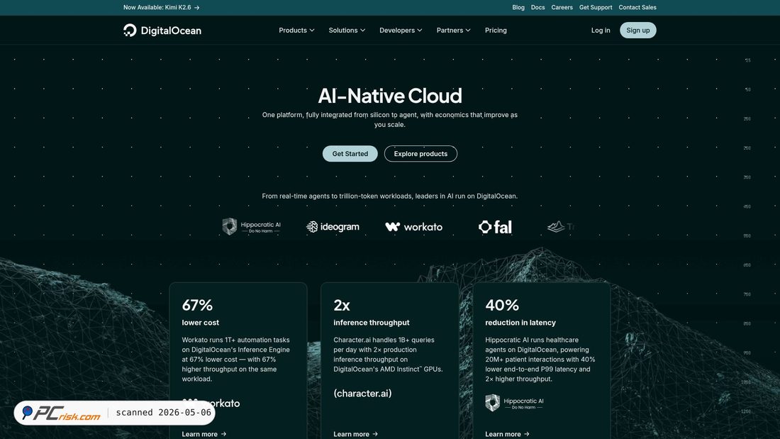 Screenshot von digitalocean.com