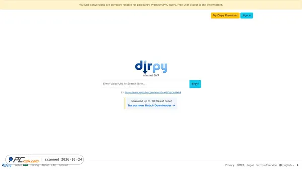 Captura de ecrã de dirpy.com