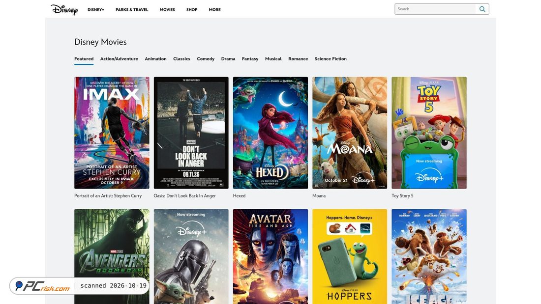 Screenshot of disneydvd.com