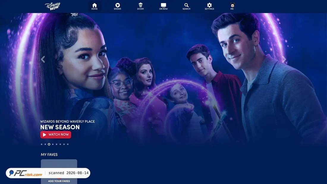 Screenshot of disneynow.com