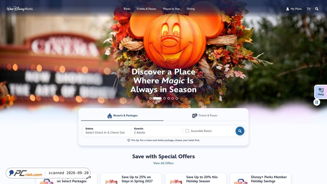 Screenshot of disneyworld.com