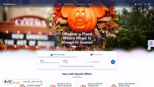 disneyworld.com screenshot