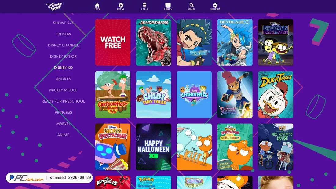 Captura de ecrã de disneyxd.disney.com