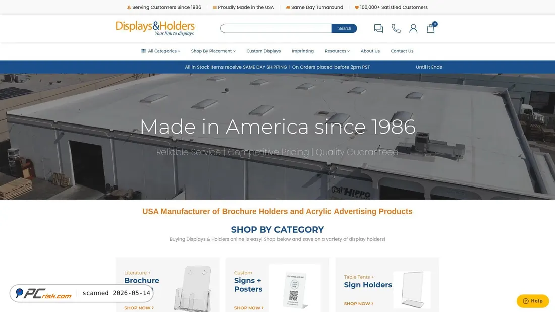 Screenshot van displaysandholders.com