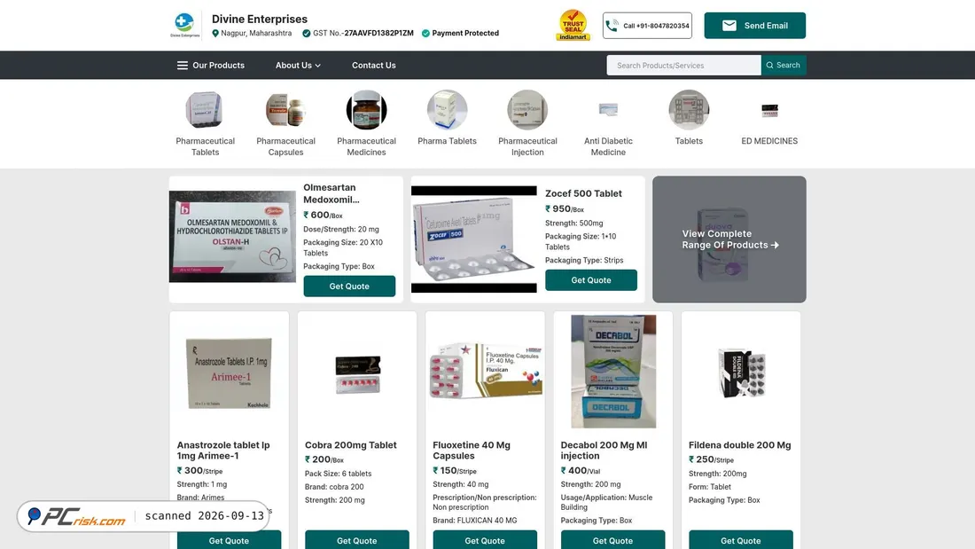 Screenshot von divineenterprises.in.net