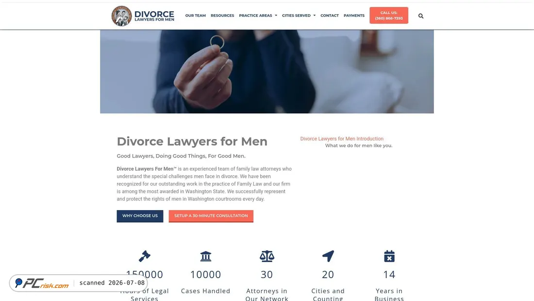 Screenshot of divorcelawyersformen.com