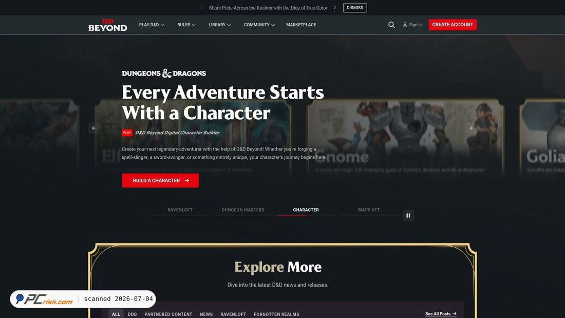 Screenshot of dndbeyond.com