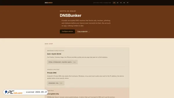 dnsbunker.org screenshot