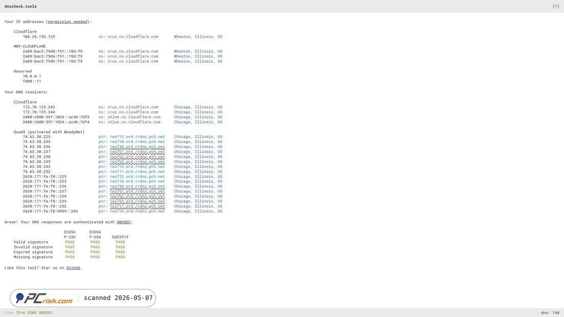 Screenshot of dnscheck.tools