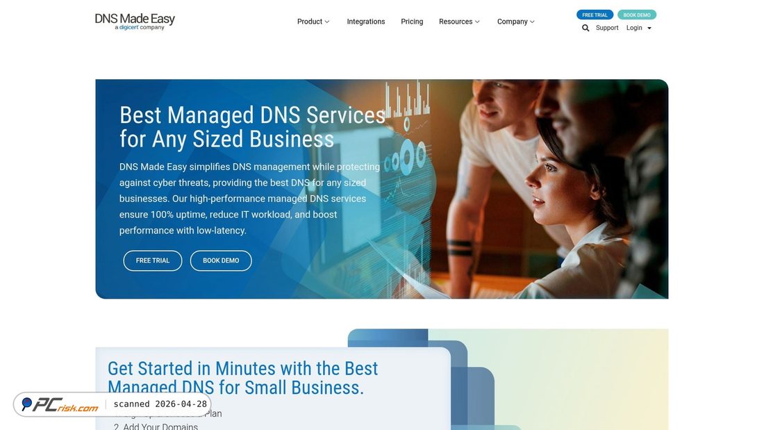 Screenshot von dnsmadeeasy.com