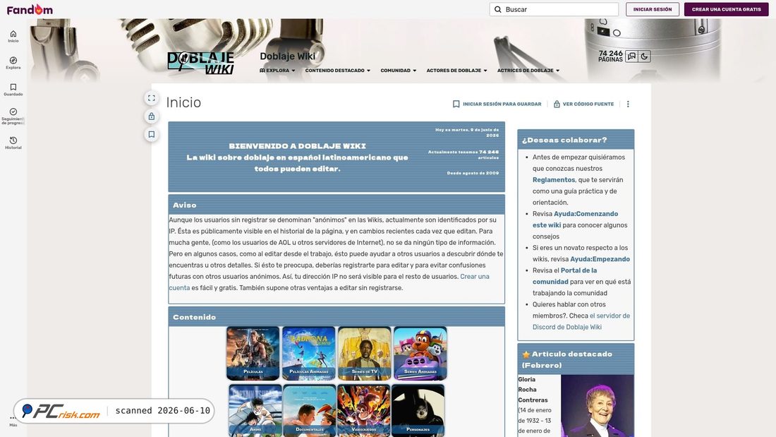 Screenshot of doblaje.fandom.com