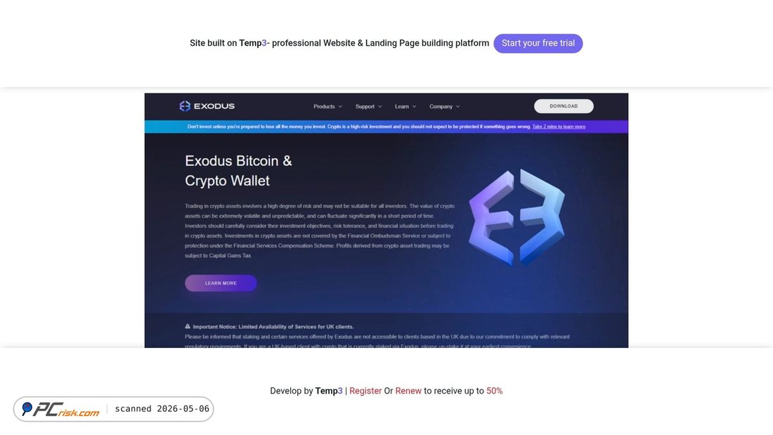 Screenshot of doc-exodus-web3-wallet.tem3.io