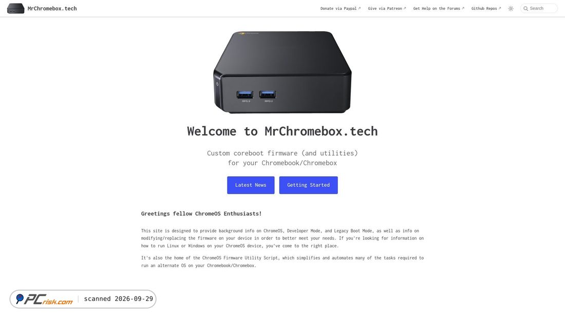 Captura de ecrã de docs.mrchromebox.tech