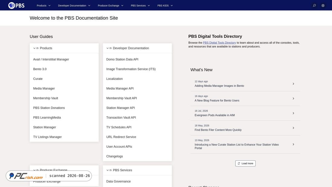 Screenshot van docs.pbs.org