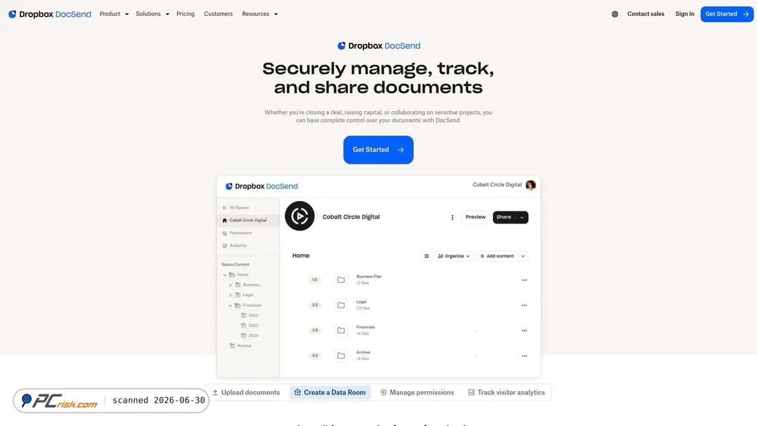 Screenshot of docsend.com