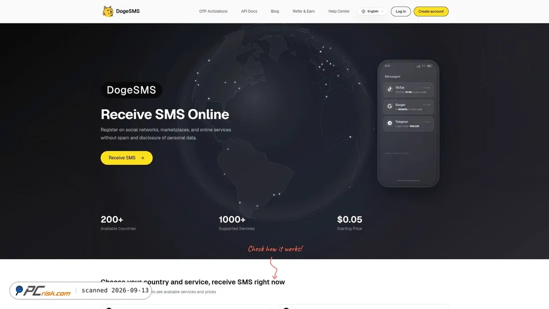Captura de pantalla de dogesms.com