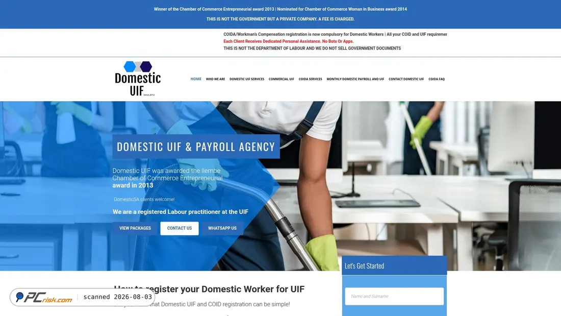 Screenshot of domesticuif.co.za