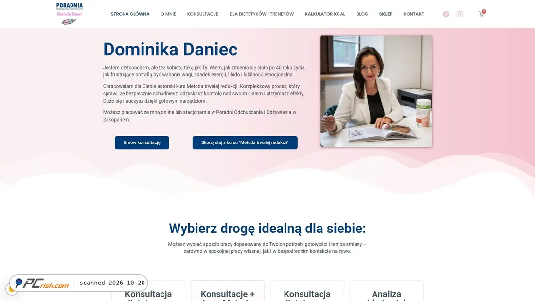 Captura de ecrã de dominikadaniec.pl