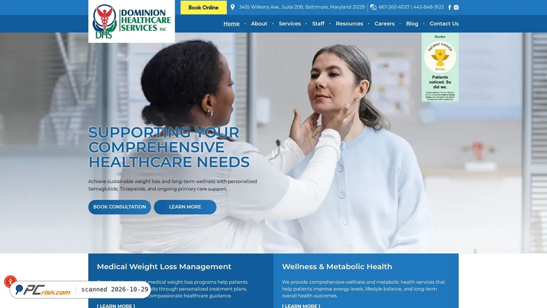 Captura de pantalla de dominionhealthcareinc.com