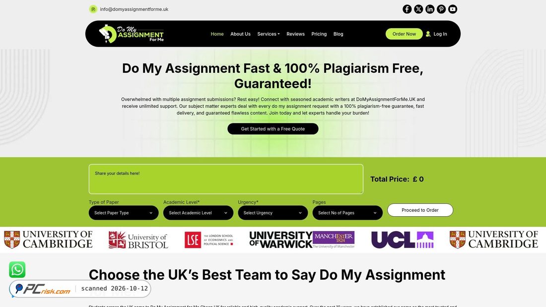 Captura de ecrã de domyassignmentforme.uk