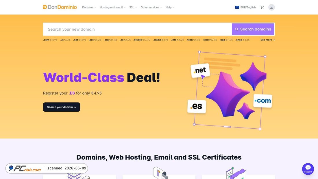 Screenshot of dondominio.com