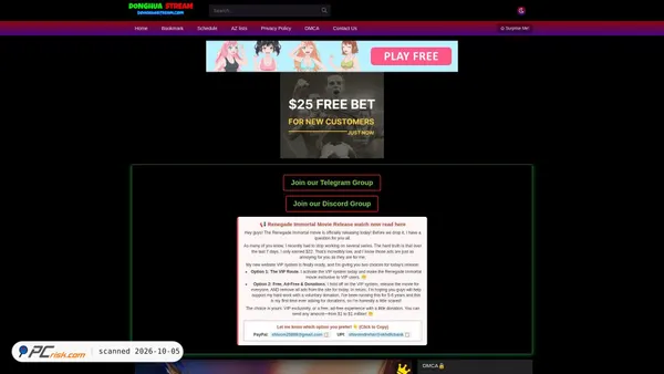 Zrzut ekranu donghuastream.org