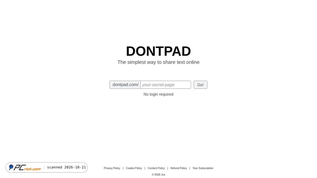 Screenshot von dontpad.com
