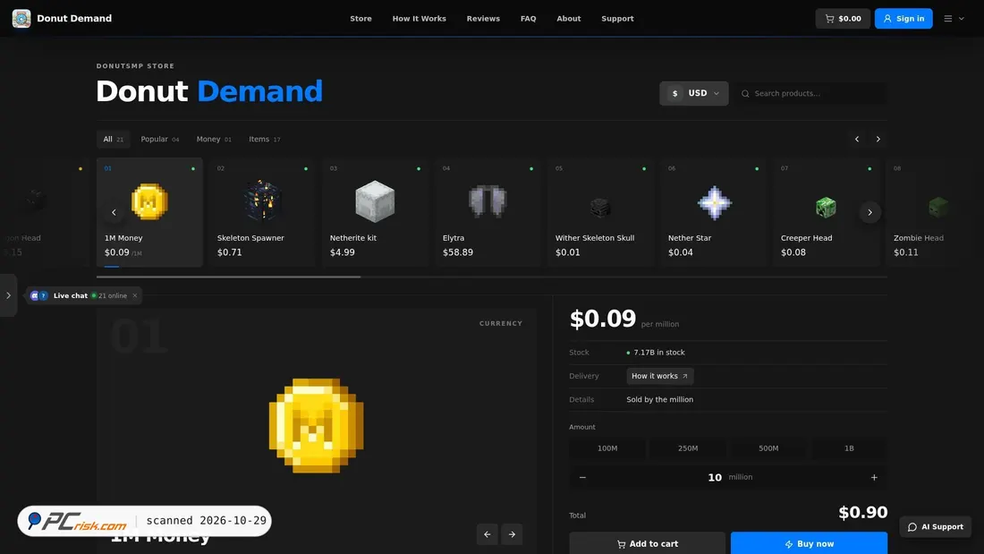 Screenshot von donutdemand.net