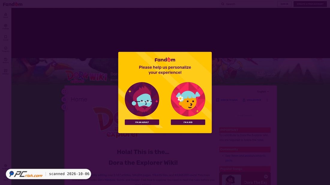 Captura de ecrã de dora.fandom.com