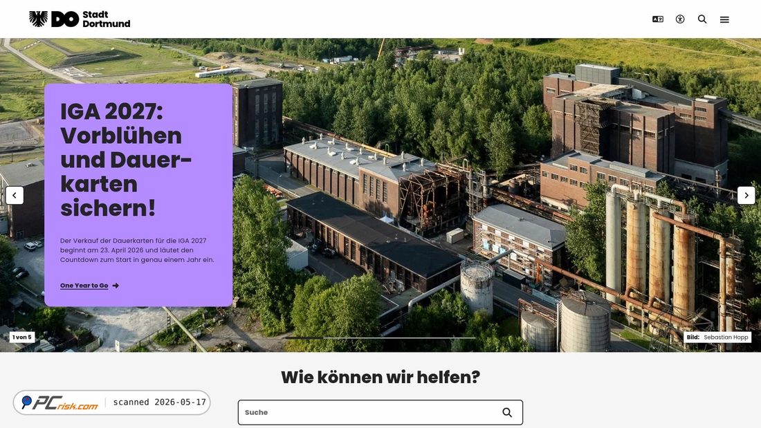 Screenshot van dortmund.de