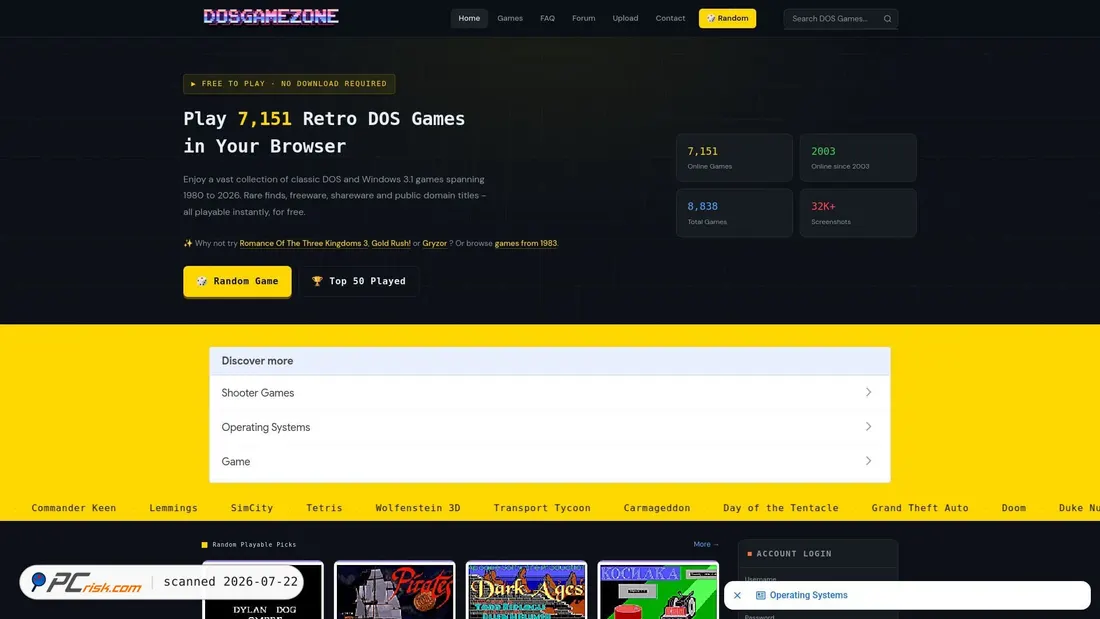 Screenshot of dosgamezone.com