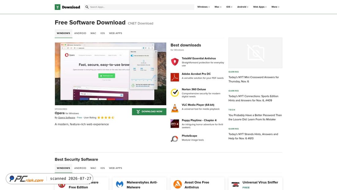 Screenshot von download.cnet.com