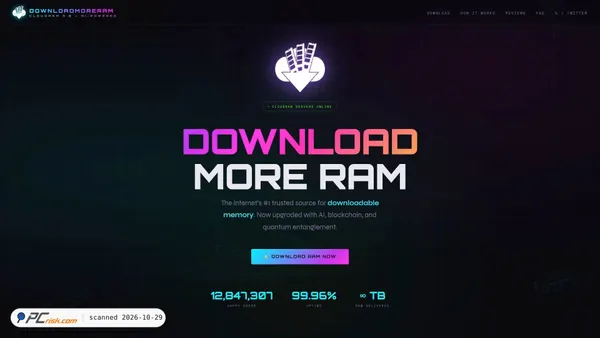 Screenshot di downloadmoreram.com