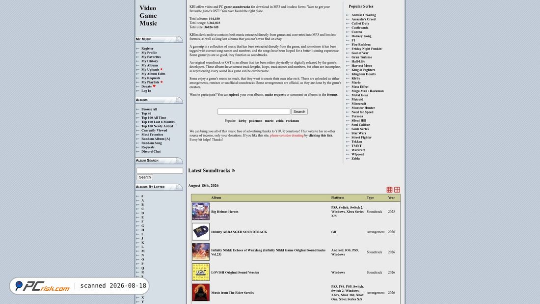 Screenshot of downloads.khinsider.com