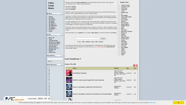 Captura de ecrã de downloads.khinsider.com