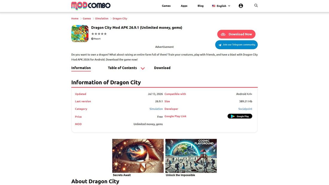 Screenshot of dragon-city-1.modcombo.com