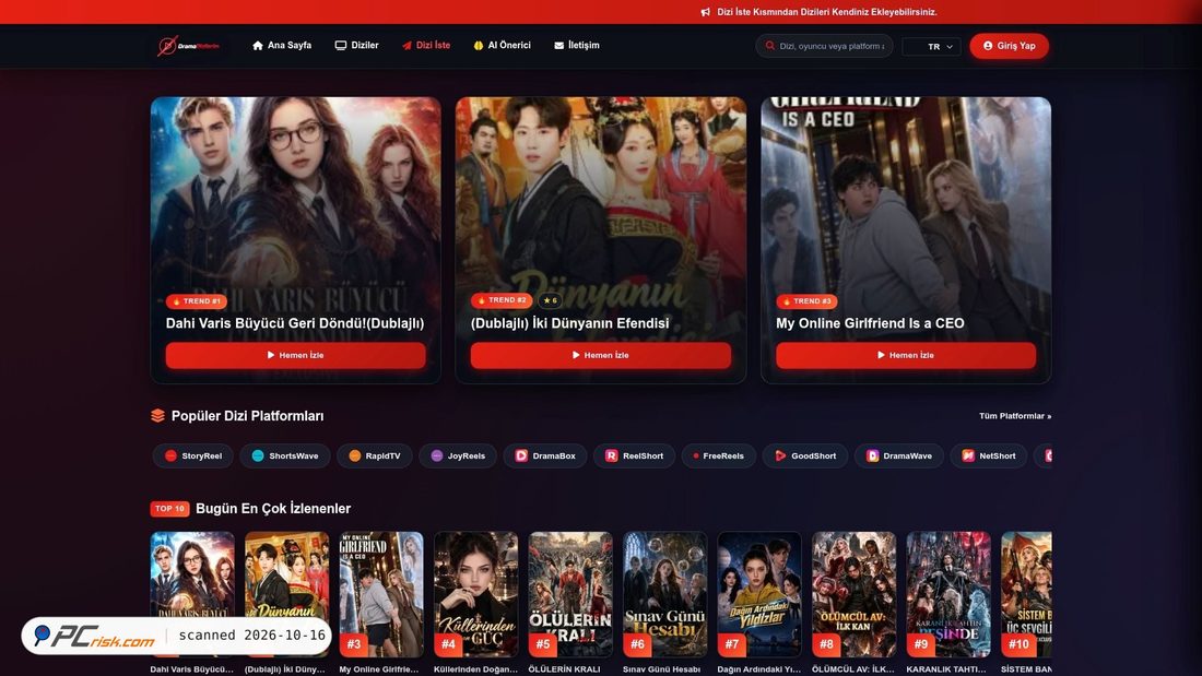 Screenshot di dramadizilerim.com