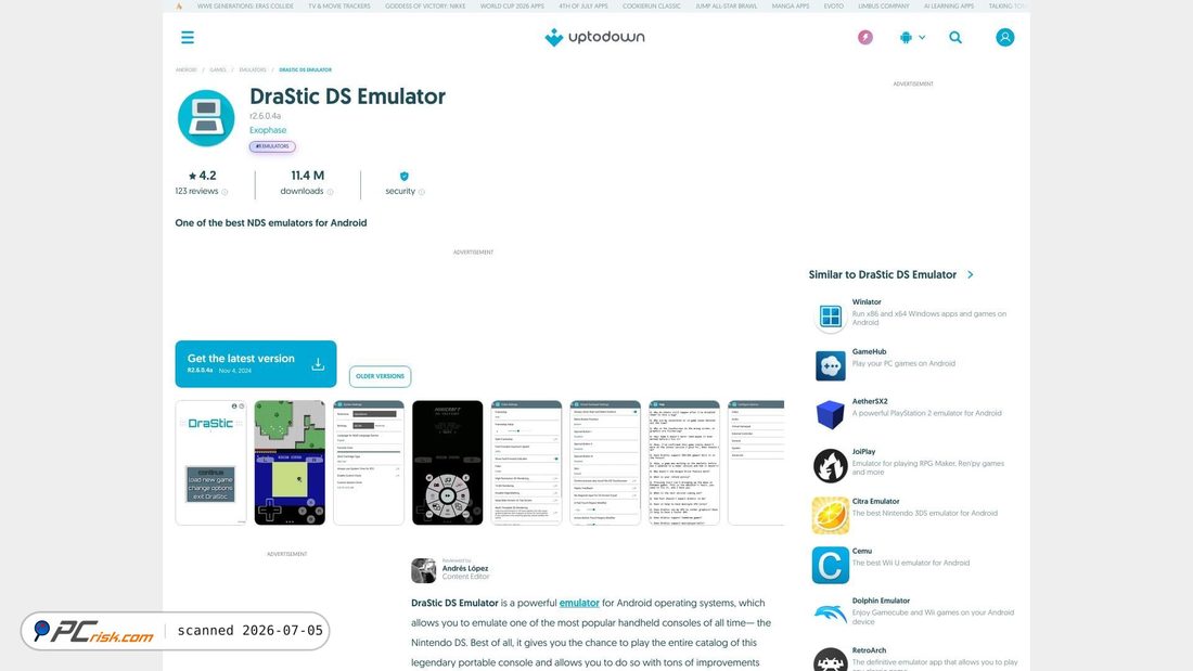 Screenshot of drastic.en.uptodown.com