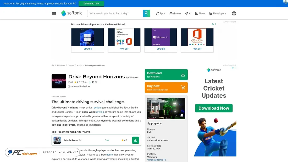 Screenshot of drive-beyond-horizons.en.softonic.com